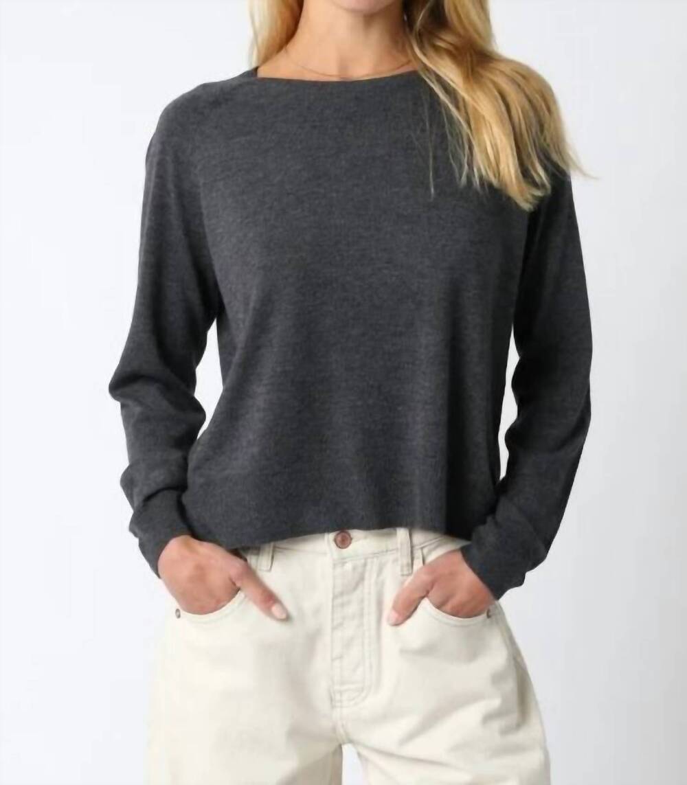 NEW OLIVACEOUS leann classic lightweight sweater in charcoal
